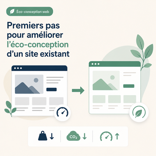Illustration d'une démarche d'éco-conception web sur un site internet existant avec optimisation des performances et réduction du poids des pages