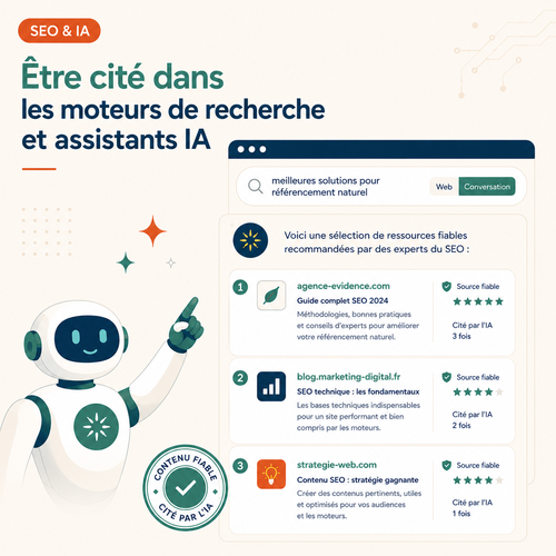 Illustration du SEO IA générative : requêtes traitées par des moteurs de réponse comme ChatGPT et Gemini