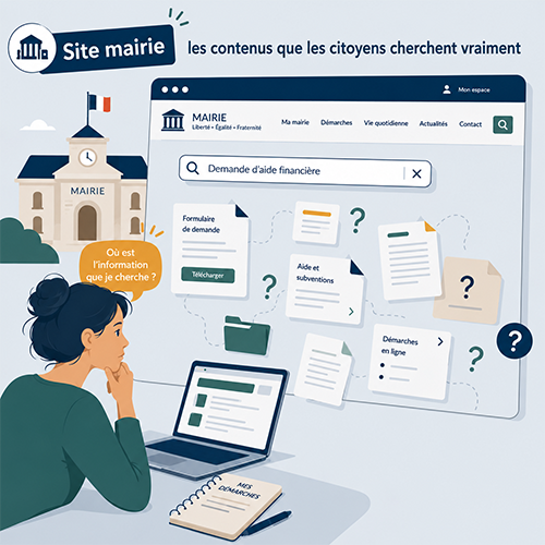 Interface de site de mairie moderne mettant en avant les contenus et démarches recherchés par les citoyens